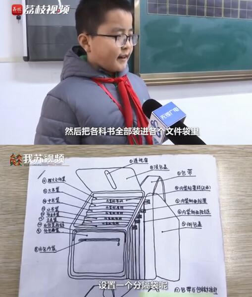小学生发明新型书包获国家专利,潘俊松