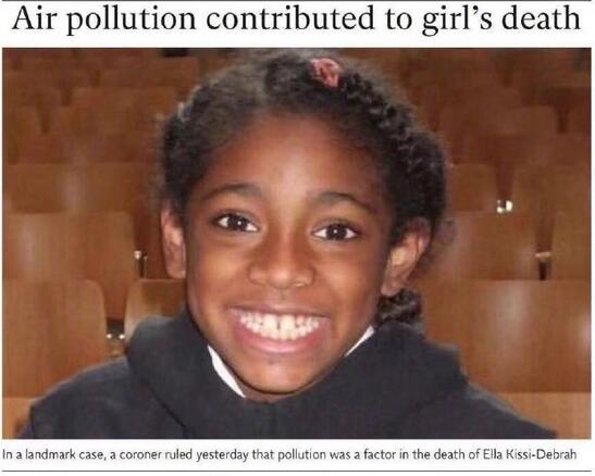 英国女童因空气污染死亡