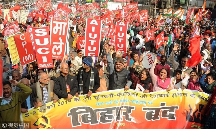 席卷全国!史上最大规模罢工 印度2亿人街头抗议