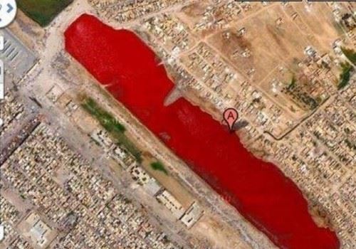 谷歌地图伊拉克血湖之谜 湖水被鲜血染红化学污染/视频